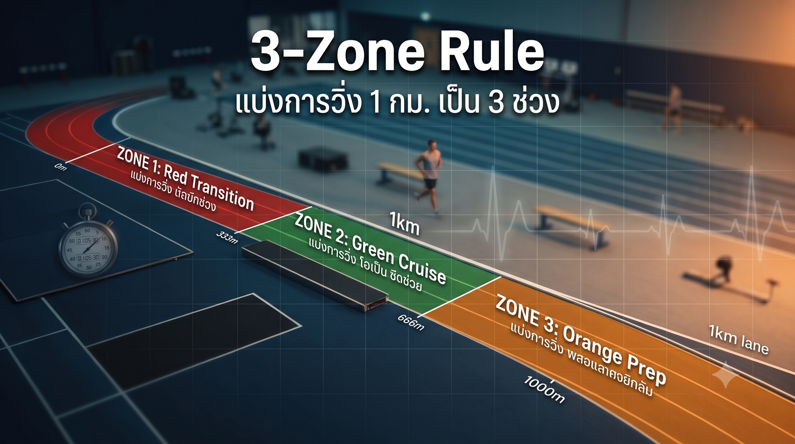 3-Zone Rule แบ่งการวิ่ง 1 กิโลเมตรเป็น 3 ช่วง