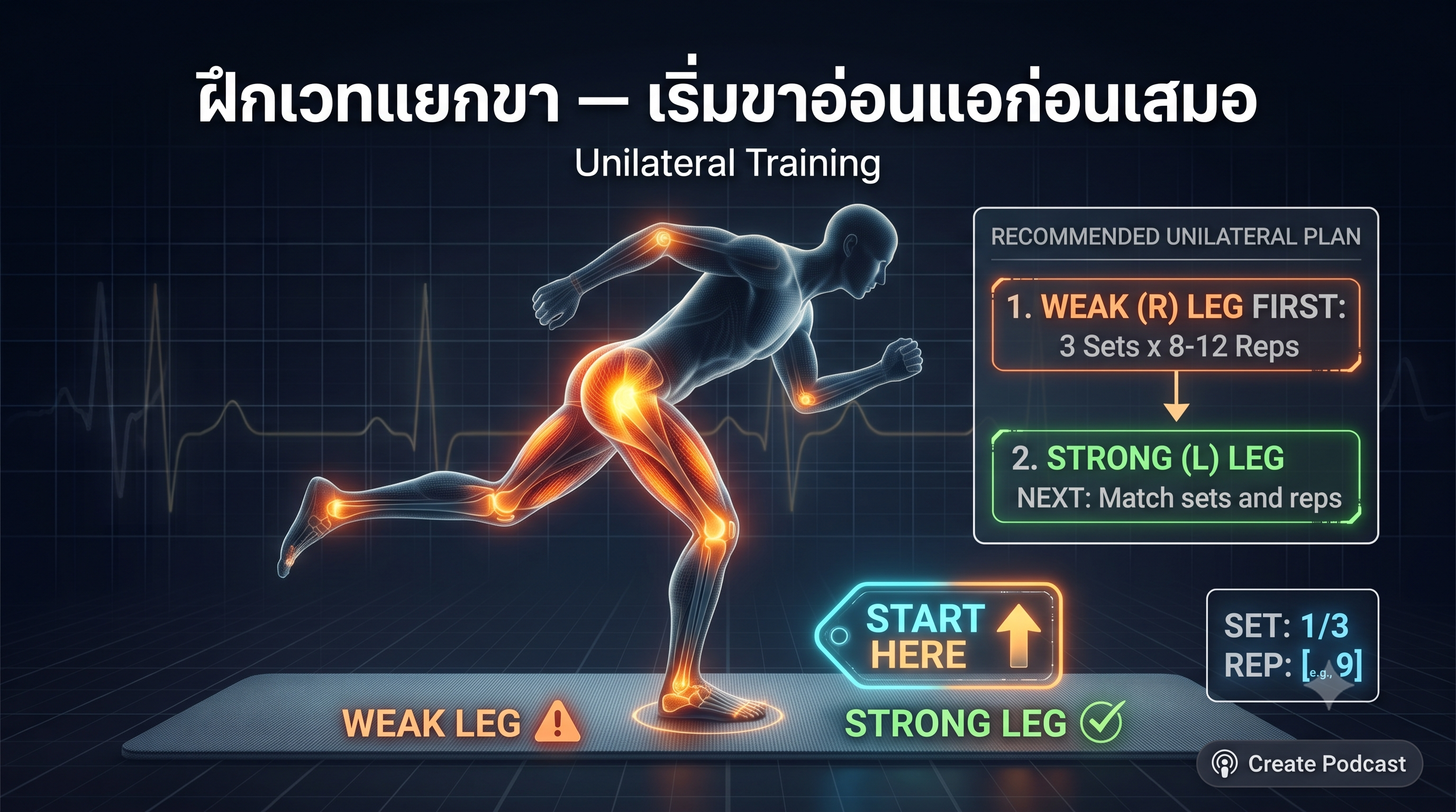 ฝึกเวทแยกขา เริ่มที่ขาข้างอ่อนแอก่อน