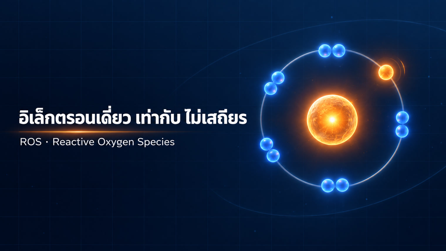 ROS คือโมเลกุลที่มีอิเล็กตรอนเดี่ยวในวงนอกสุด จึงไม่เสถียรทางเคมี