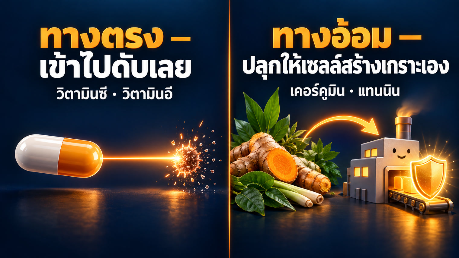 ทางตรงดับ ROS โดยตรง ส่วนทางอ้อมปลุกให้เซลล์สร้างเกราะของตัวเอง