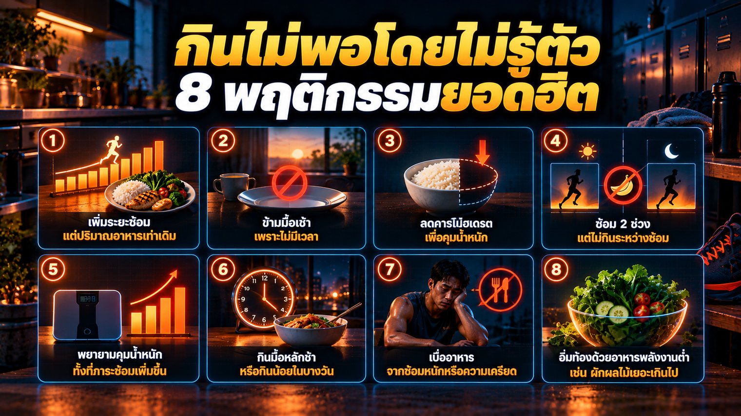 8 พฤติกรรมที่ทำให้กินไม่พอโดยไม่รู้ตัว
