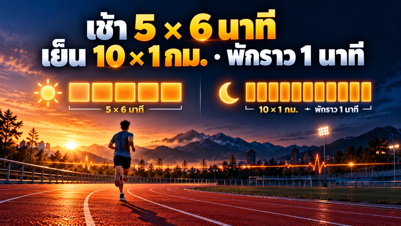 ตัวอย่าง elite เช้า 5 × 6 นาที เย็น 10 × 1 กม.