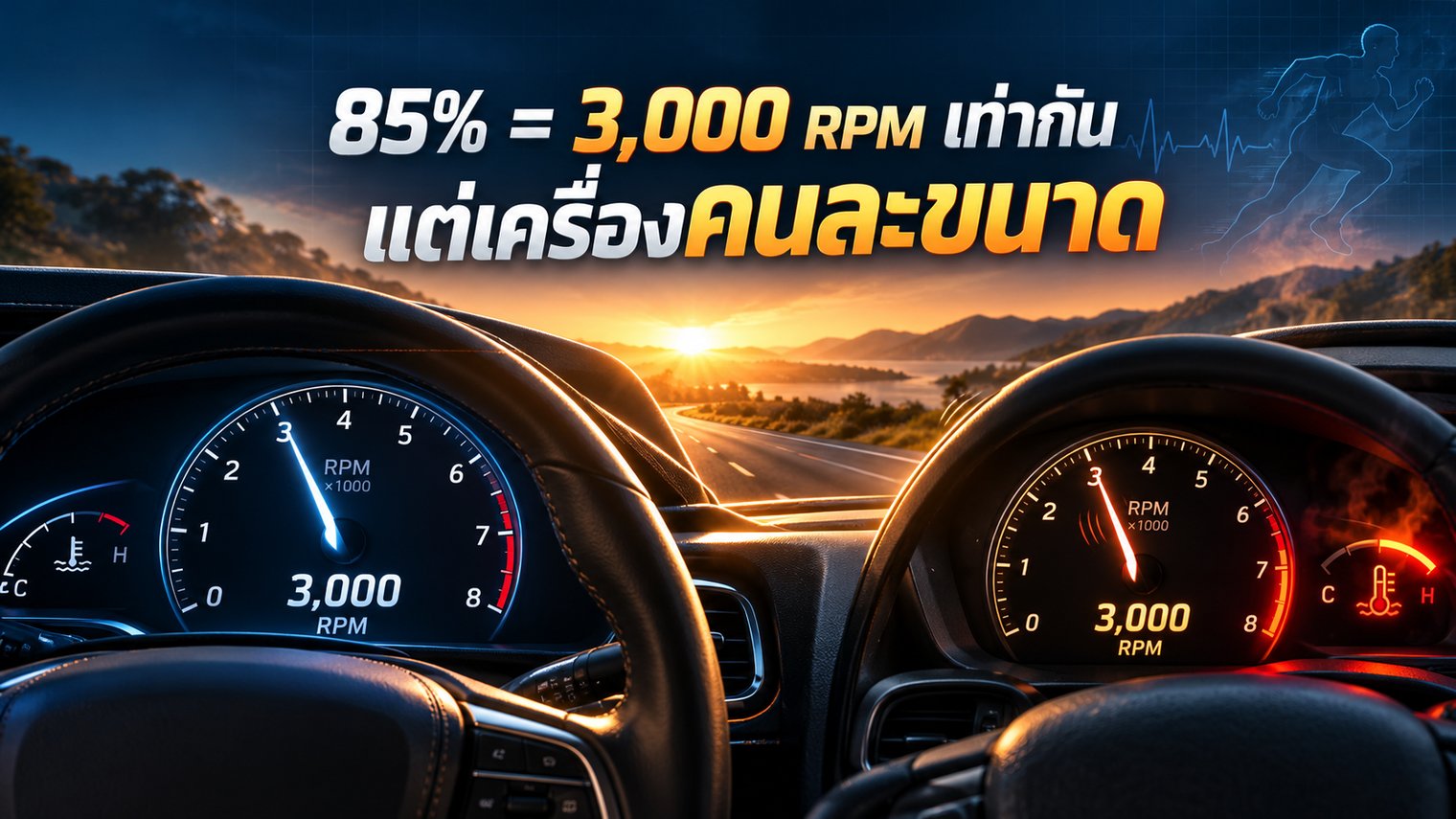 85% เท่ากัน เหมือนรอบเครื่อง 3,000 RPM แต่เครื่องคนละขนาด
